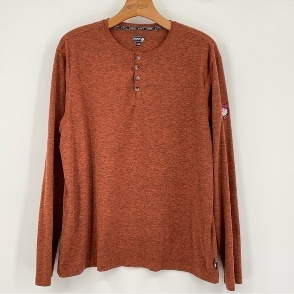 Canada Weather Gear  Long‎ Sleeve Orange Heather Henley size Large N22